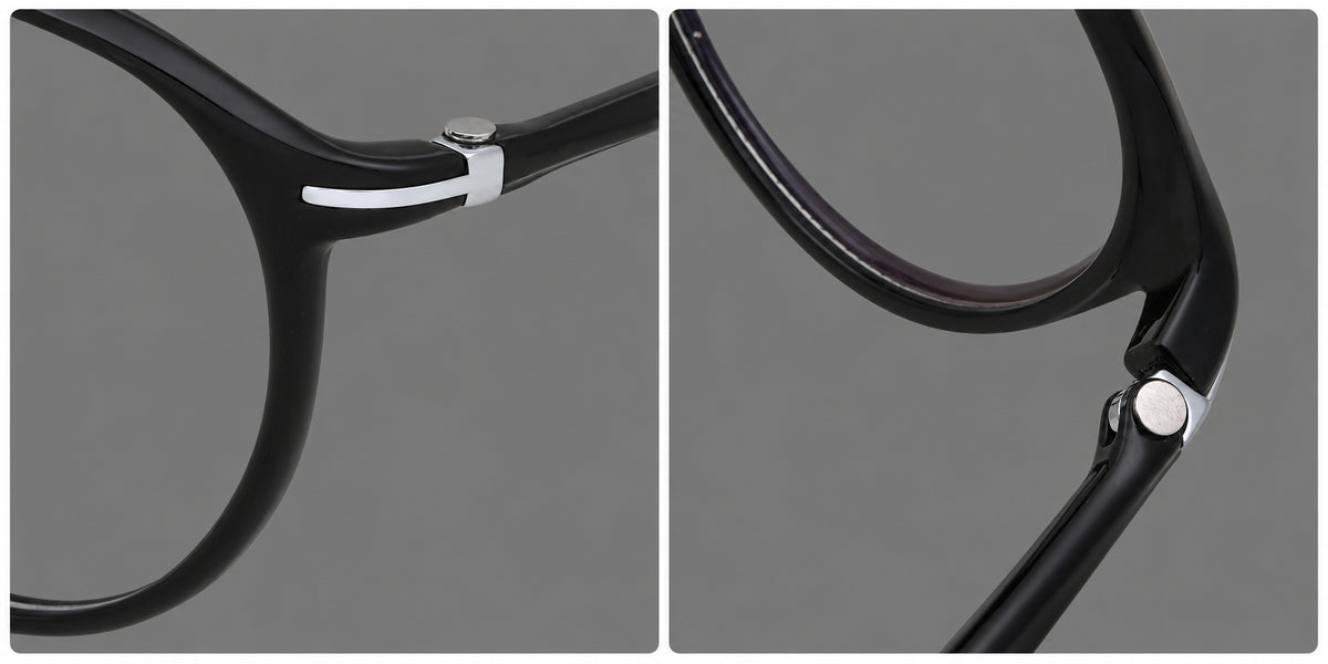 Compact round plastic eyeglasses with gently lifted corners and clear nose pads — 2202 — Frame details [JD2026-2202]