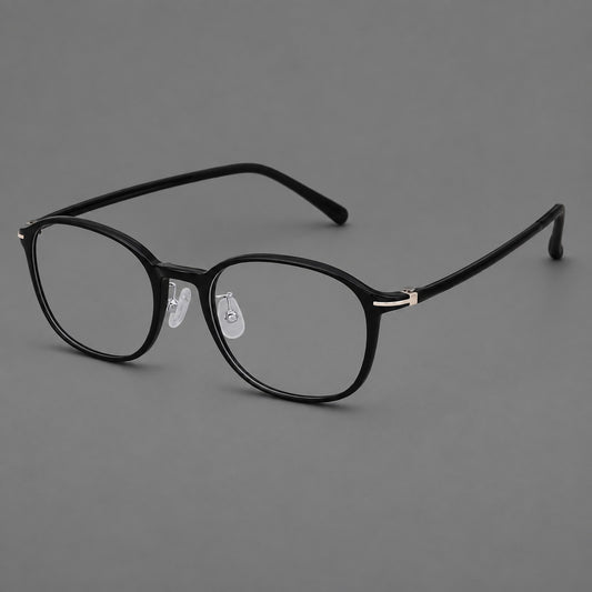 Soft square plastic eyeglasses with a raised browline and rounded lower corners — Glossy Black — Main view [CINILY-JD2026-2203-C6]
