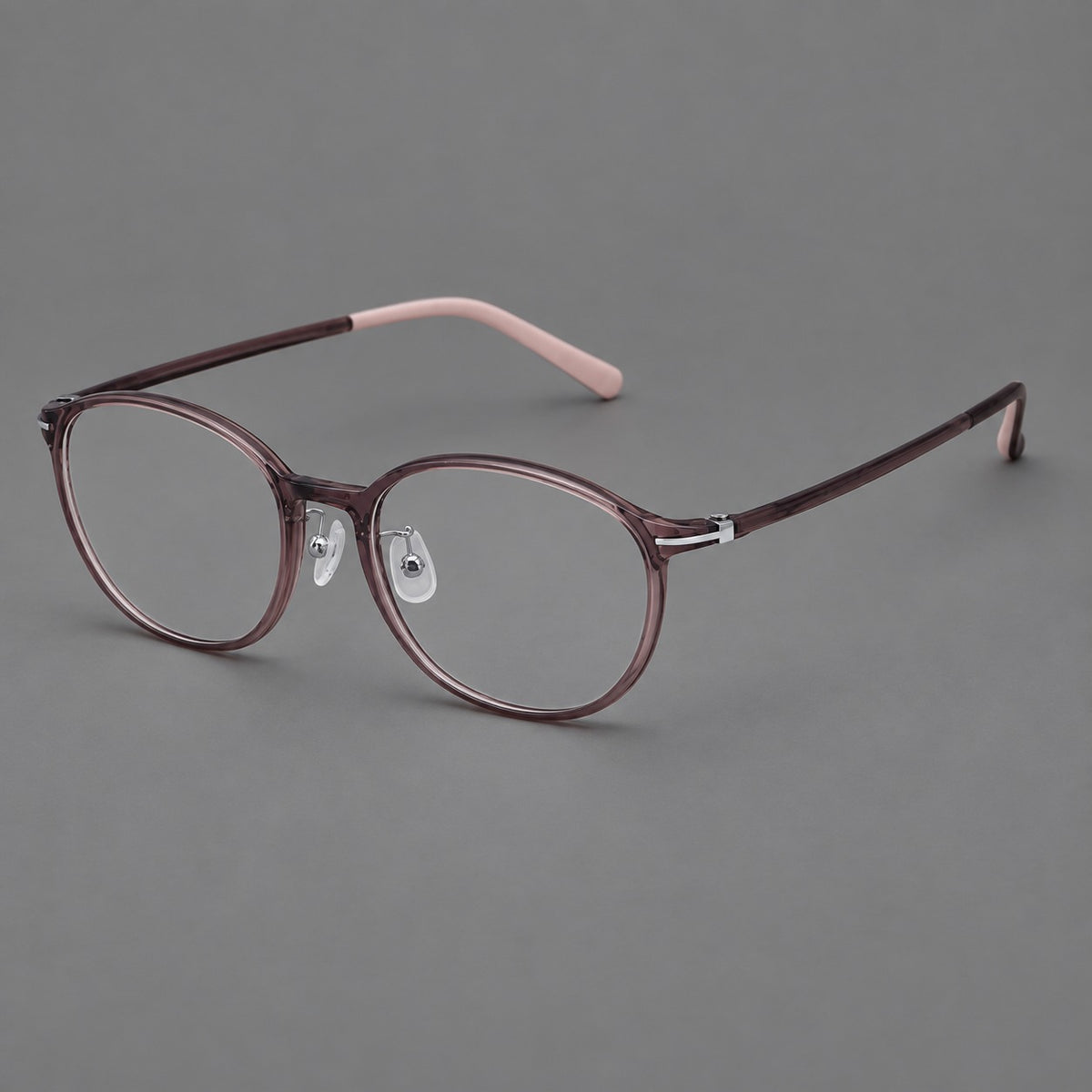 Slim oval plastic eyeglasses with a low profile and subtle metal corner accents — Purple — Main view [CINILY-JD2026-2204-C12]