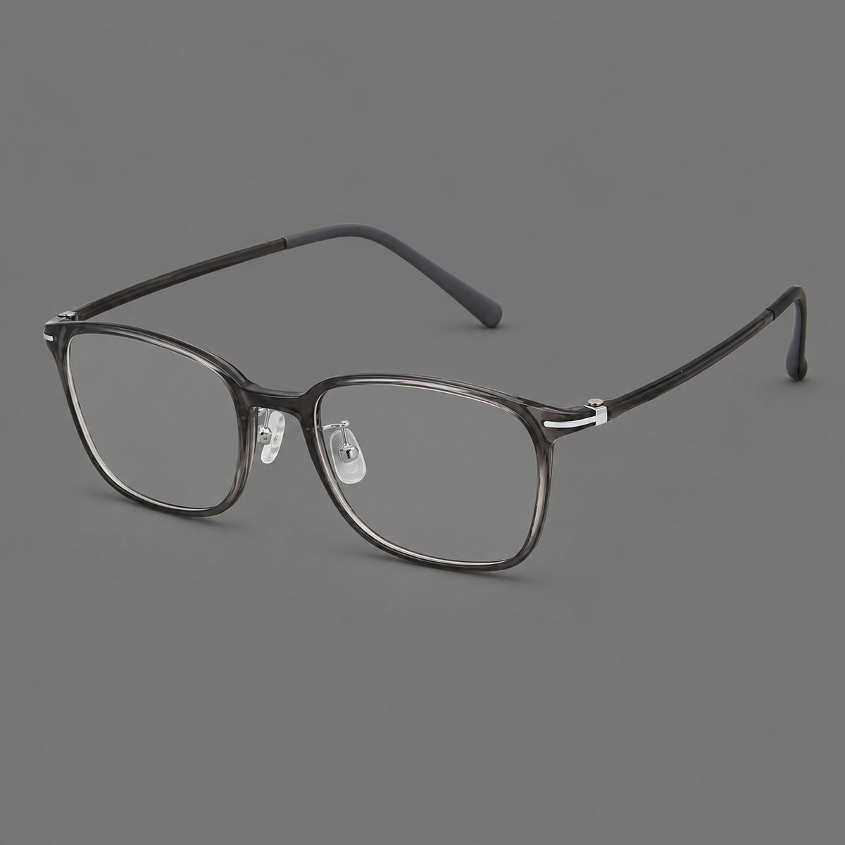 Classic square plastic eyeglasses with broad lenses and softly rounded edges — Dark Grey — Main view [CINILY-JD2026-2205-C1]