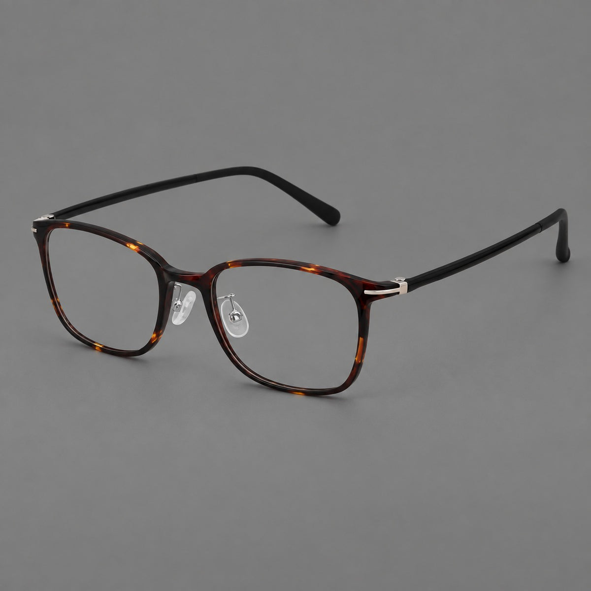 Classic square plastic eyeglasses with broad lenses and softly rounded edges — Tortoiseshell — Main view [CINILY-JD2026-2205-C20]