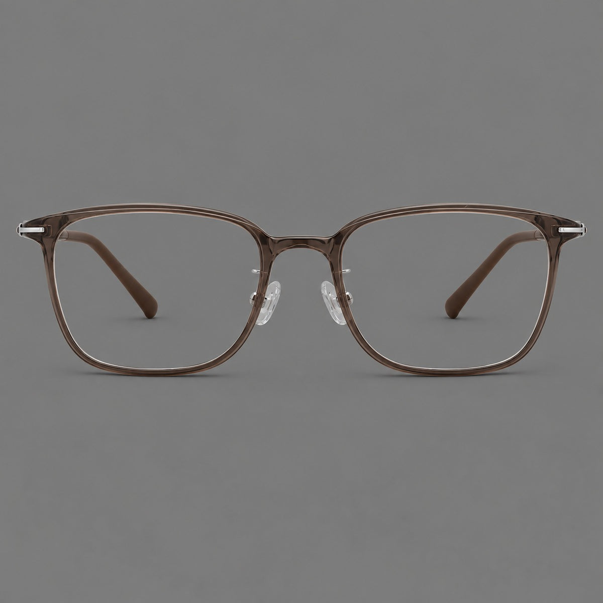 Classic square plastic eyeglasses with broad lenses and softly rounded edges — Ink Brown — Front view [CINILY-JD2026-2205-C3]