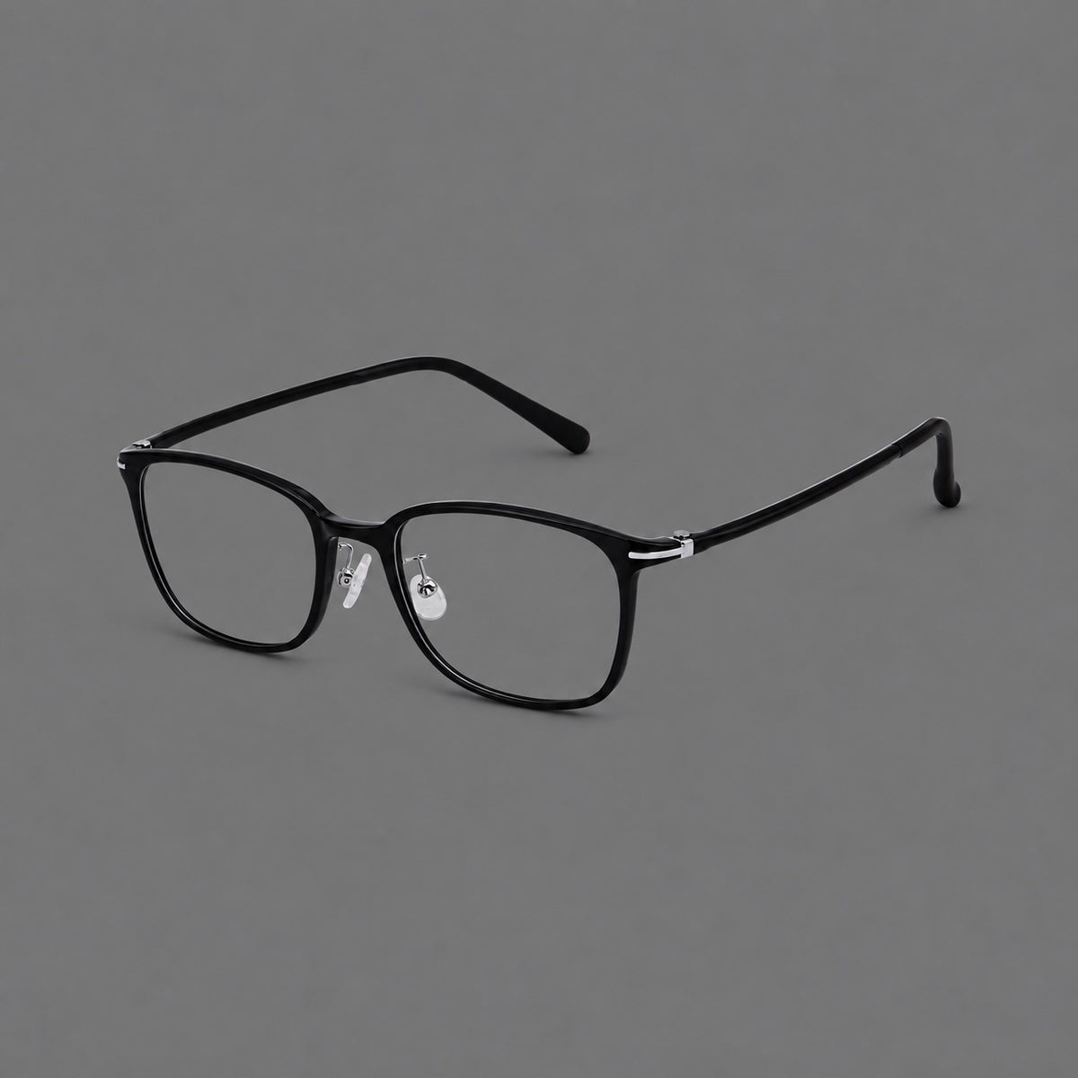 Classic square plastic eyeglasses with broad lenses and softly rounded edges — Glossy Black — Main view [CINILY-JD2026-2205-C6]
