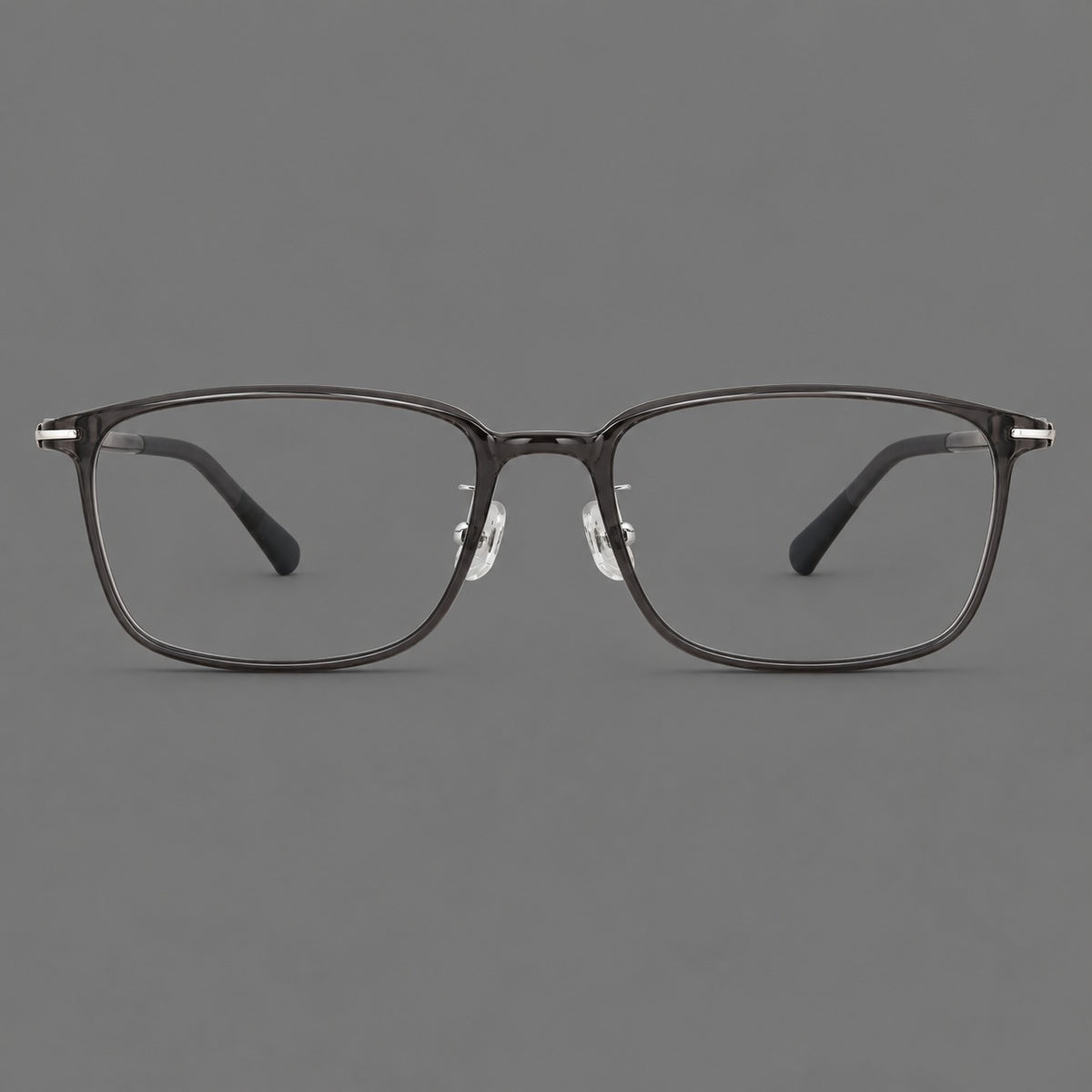 Low profile rectangular plastic eyeglasses with a straight browline and slim temples — Dark Grey — Front view [CINILY-JD2026-2206-C1]