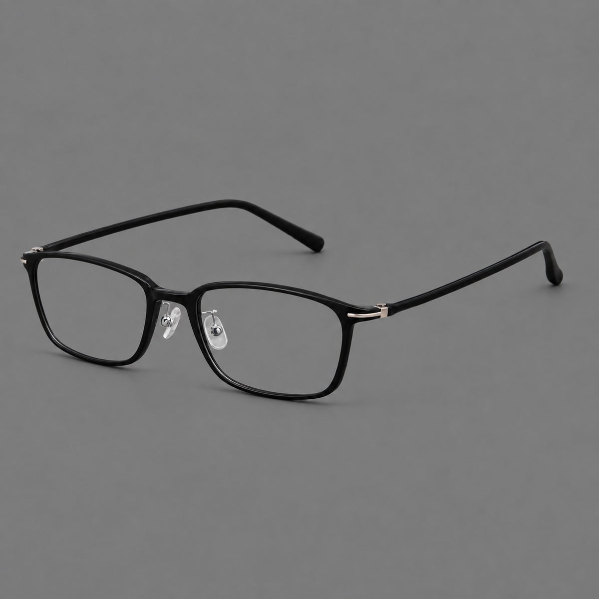 Low profile rectangular plastic eyeglasses with a straight browline and slim temples — Glossy Black — Main view [CINILY-JD2026-2206-C6]