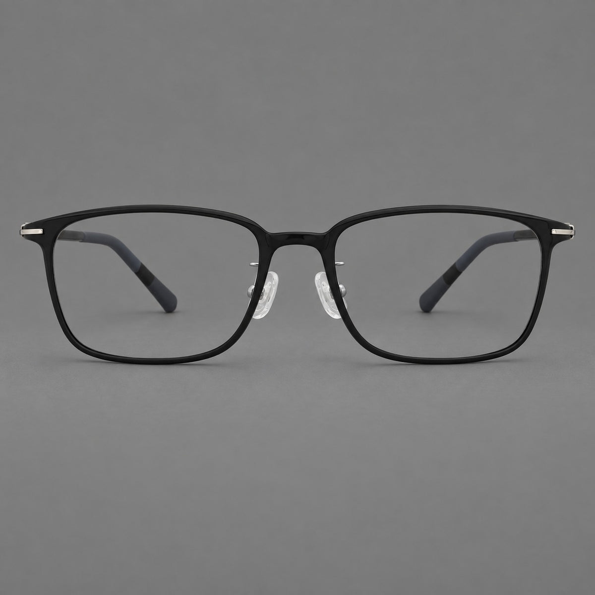 Low profile rectangular plastic eyeglasses with a straight browline and slim temples — Matte Black — Front view [CINILY-JD2026-2206-C6A]