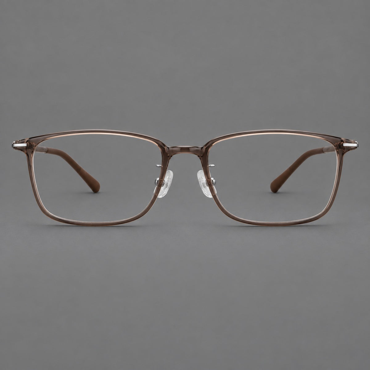Low profile rectangular plastic eyeglasses with a straight browline and slim temples — Ink Brown — Front view [CINILY-JD2026-2206-C7]