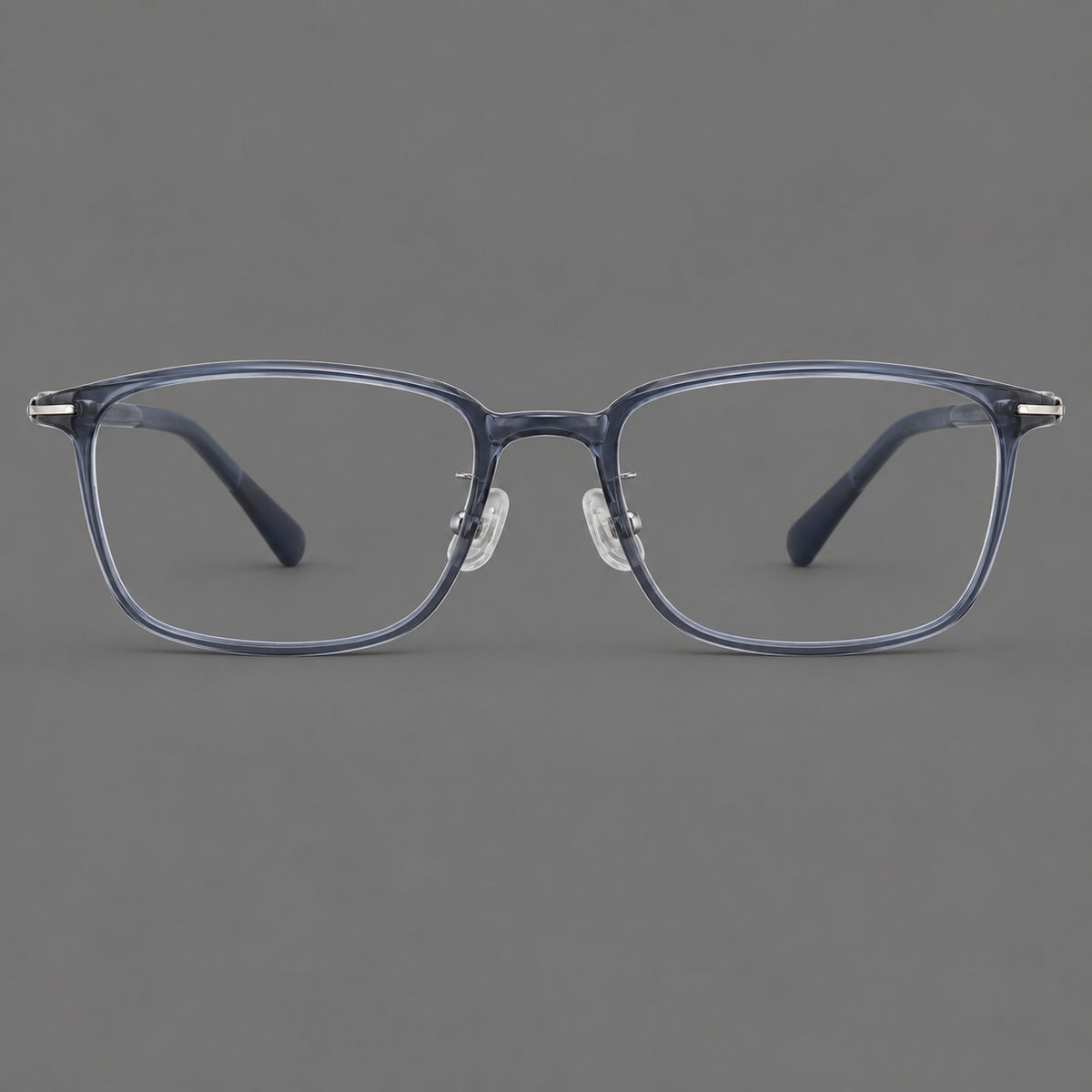 Low profile rectangular plastic eyeglasses with a straight browline and slim temples — Slate Blue — Front view [CINILY-JD2026-2206-C8]