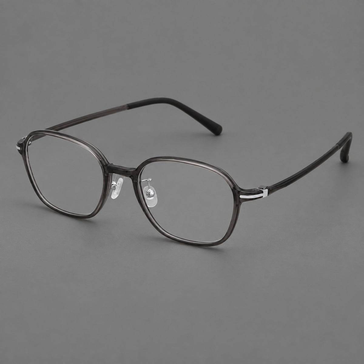 Rounded geometric plastic eyeglasses with softly angled rims and a curved bridge — Dark Grey — Main view [CINILY-JD2026-2207-C1]