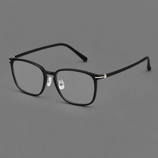Bold square plastic eyeglasses with a defined browline and an open bridge — Glossy Black — Main view [CINILY-JD2026-2208-C6]