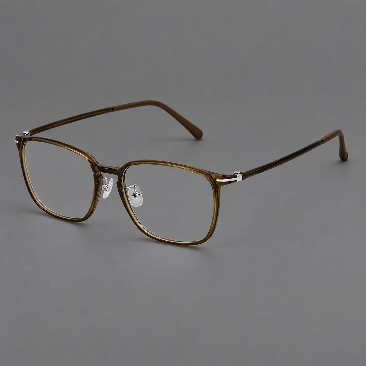 Bold square plastic eyeglasses with a defined browline and an open bridge — Dark Brown — Main view [CINILY-JD2026-2208-C7]