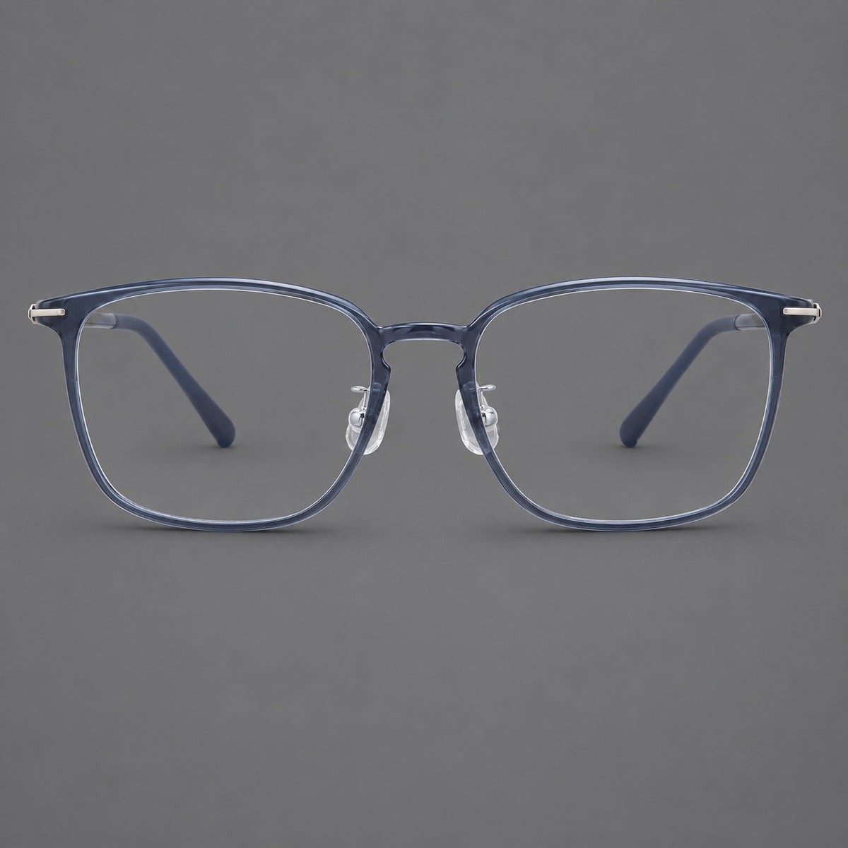 Bold square plastic eyeglasses with a defined browline and an open bridge — Slate Blue — Front view [CINILY-JD2026-2208-C8]