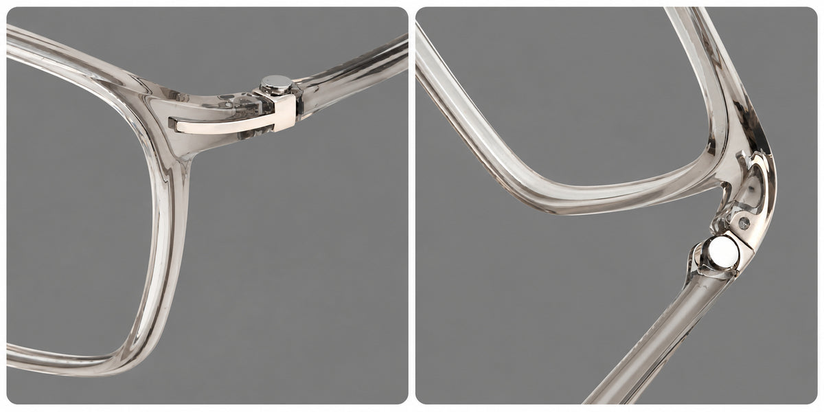 Modern square plastic eyeglasses with a smooth browline and slim metal corner details — 2212 — Frame details [JD2026-2212]