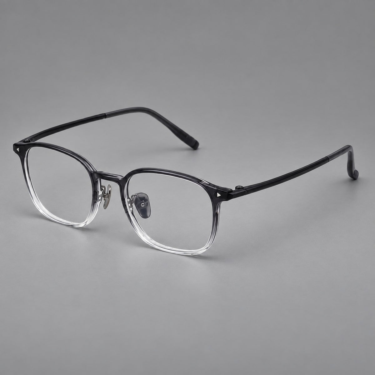 Retro square plastic eyeglasses with a curved bridge and triangular corner details — Ink Grey Gradient — Main view [CINILY-JD2026-2213-C2]