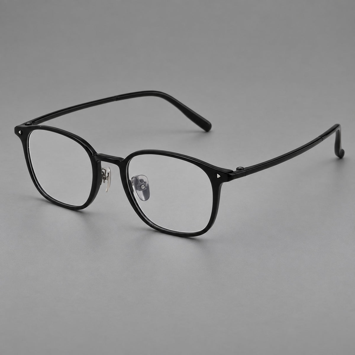 Retro square plastic eyeglasses with a curved bridge and triangular corner details — Glossy Black — Main view [CINILY-JD2026-2213-C6]