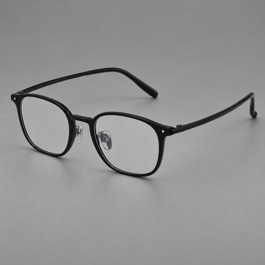 Retro square plastic eyeglasses with a curved bridge and triangular corner details — Glossy Black — Main view [CINILY-JD2026-2213-C6]