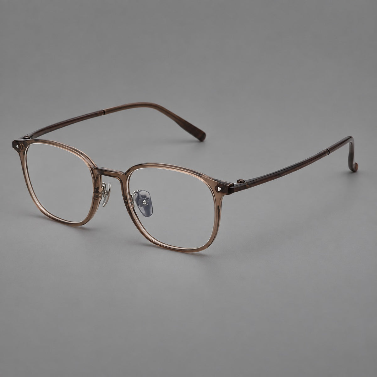 Retro square plastic eyeglasses with a curved bridge and triangular corner details — Brown — Main view [CINILY-JD2026-2213-C7]