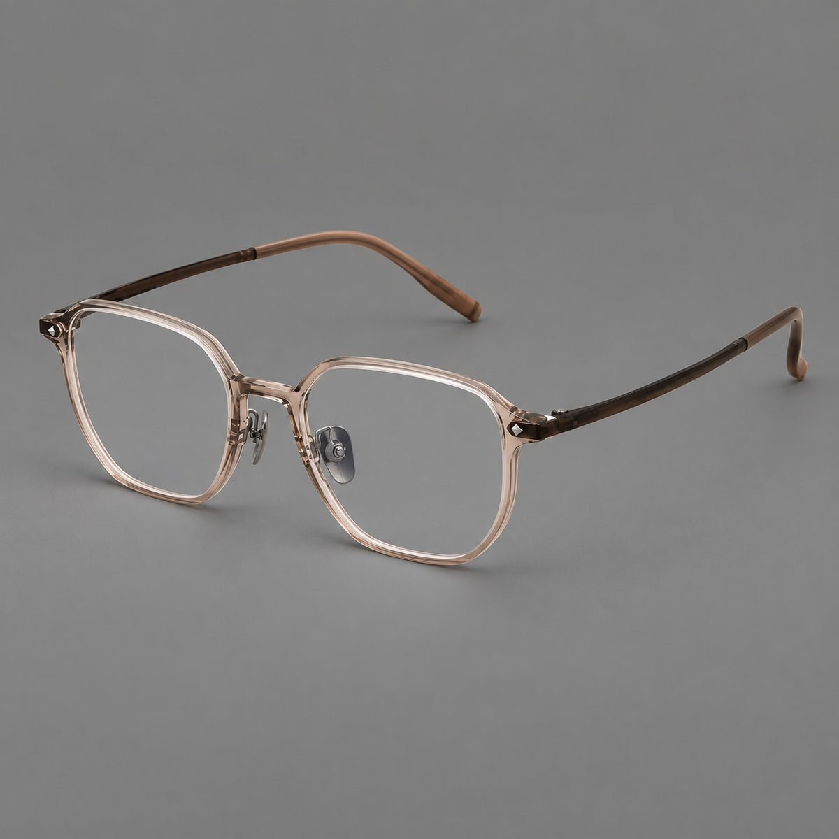 Soft square plastic eyeglasses with rounded lower rims and a broad curved bridge — Tea — Main view [CINILY-JD2026-2214-C14]