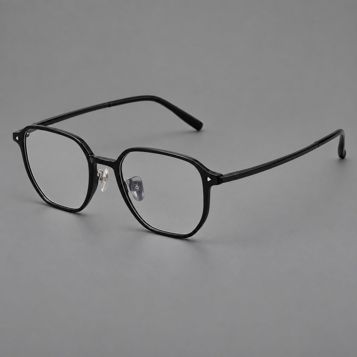 Soft square plastic eyeglasses with rounded lower rims and a broad curved bridge — Glossy Black — Main view [CINILY-JD2026-2214-C6]