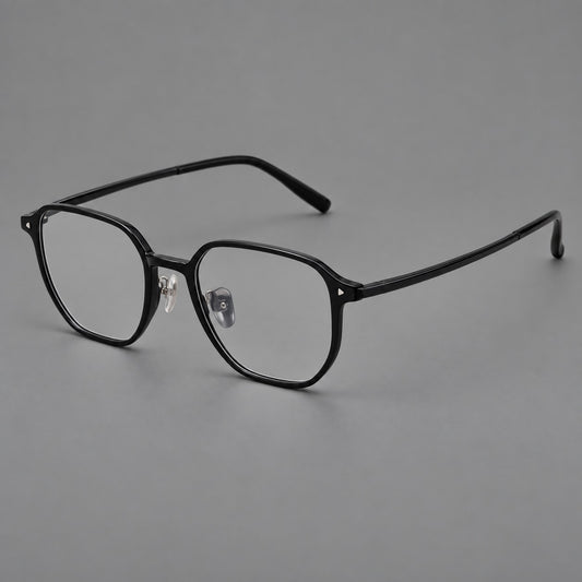 Soft square plastic eyeglasses with rounded lower rims and a broad curved bridge — Glossy Black — Main view [CINILY-JD2026-2214-C6]