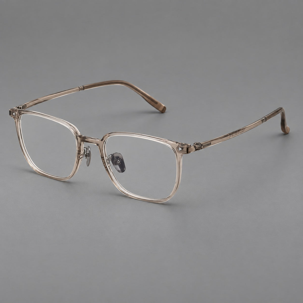 Refined rectangular plastic eyeglasses with raised outer corners and clear nose pads — Tea — Main view [CINILY-JD2026-2215-C14]