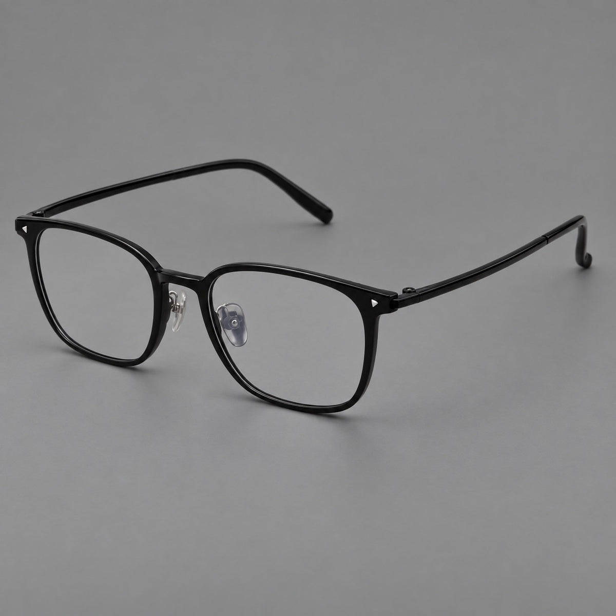 Classic soft square plastic eyeglasses with a gently curved browline and corner studs — Glossy Black — Main view [CINILY-JD2026-2216-C6]