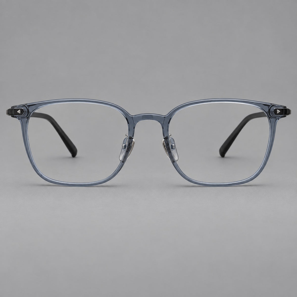 Classic soft square plastic eyeglasses with a gently curved browline and corner studs — Slate Blue — Front view [CINILY-JD2026-2216-C8]