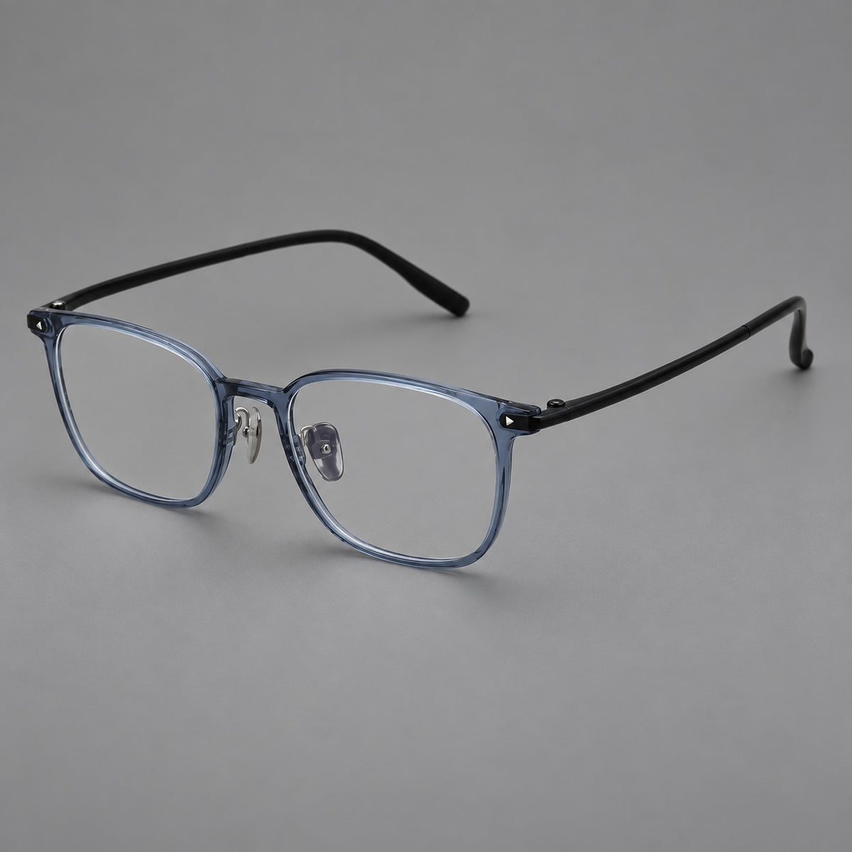 Classic soft square plastic eyeglasses with a gently curved browline and corner studs — Slate Blue — Main view [CINILY-JD2026-2216-C8]