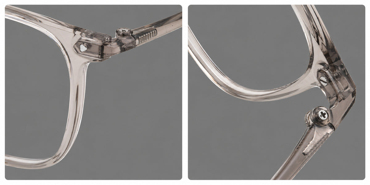 Classic soft square plastic eyeglasses with a gently curved browline and corner studs — 2216 — Frame details [JD2026-2216]