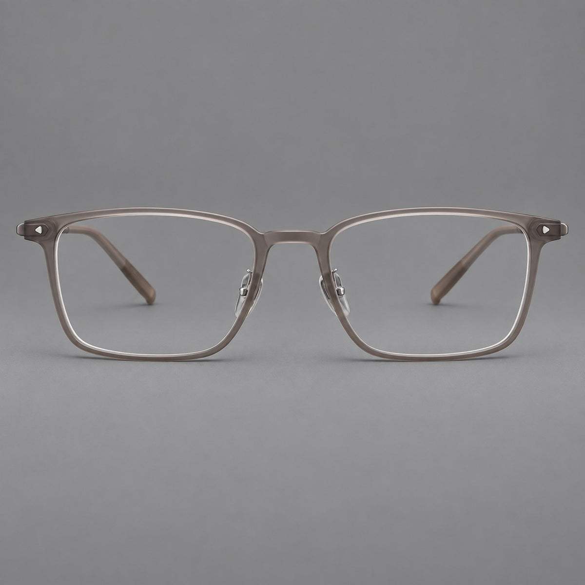 Clean rectangular plastic eyeglasses with flat lower rims and pointed corner details — Matte Tea — Front view [CINILY-JD2026-2217-C2]