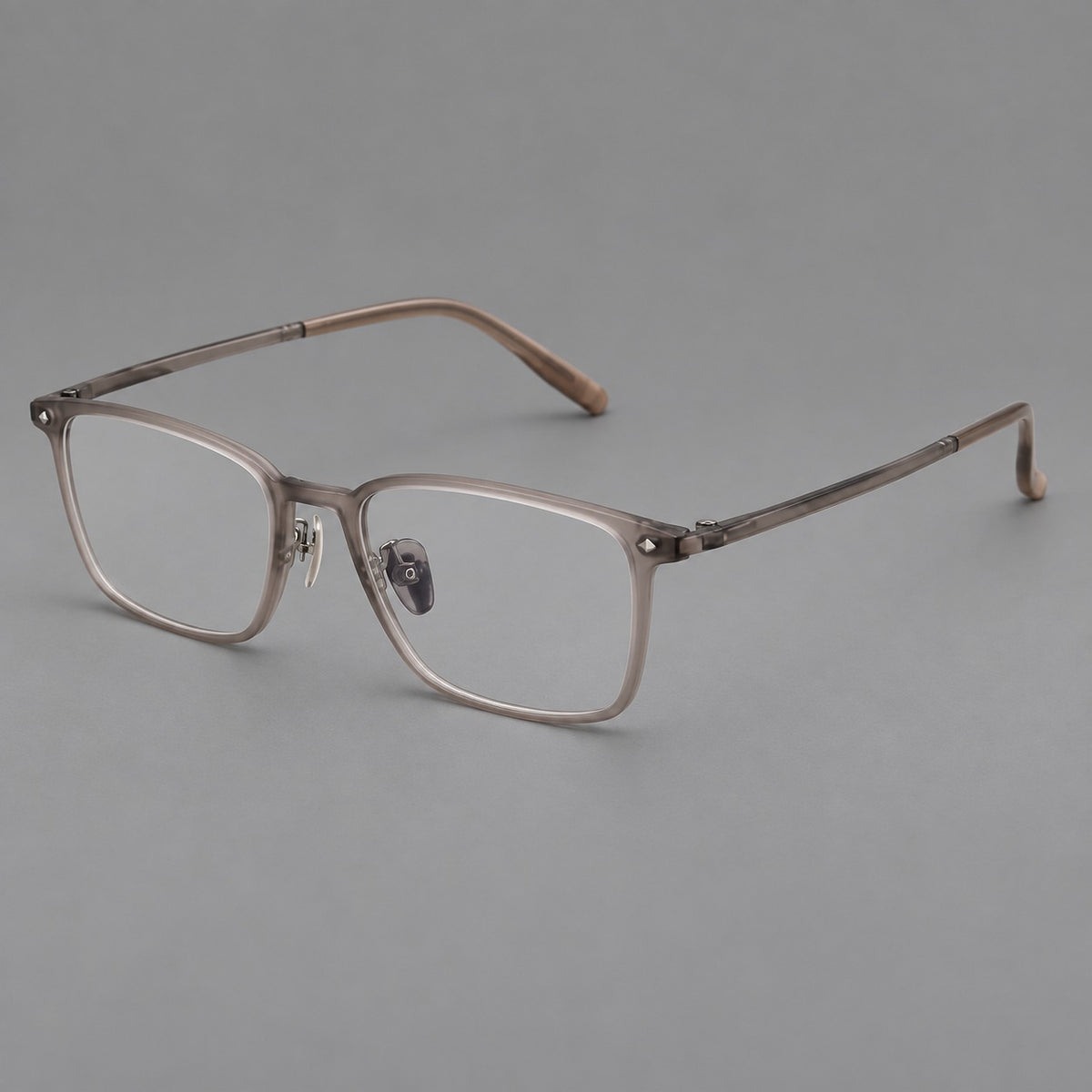 Clean rectangular plastic eyeglasses with flat lower rims and pointed corner details — Matte Tea — Main view [CINILY-JD2026-2217-C2]