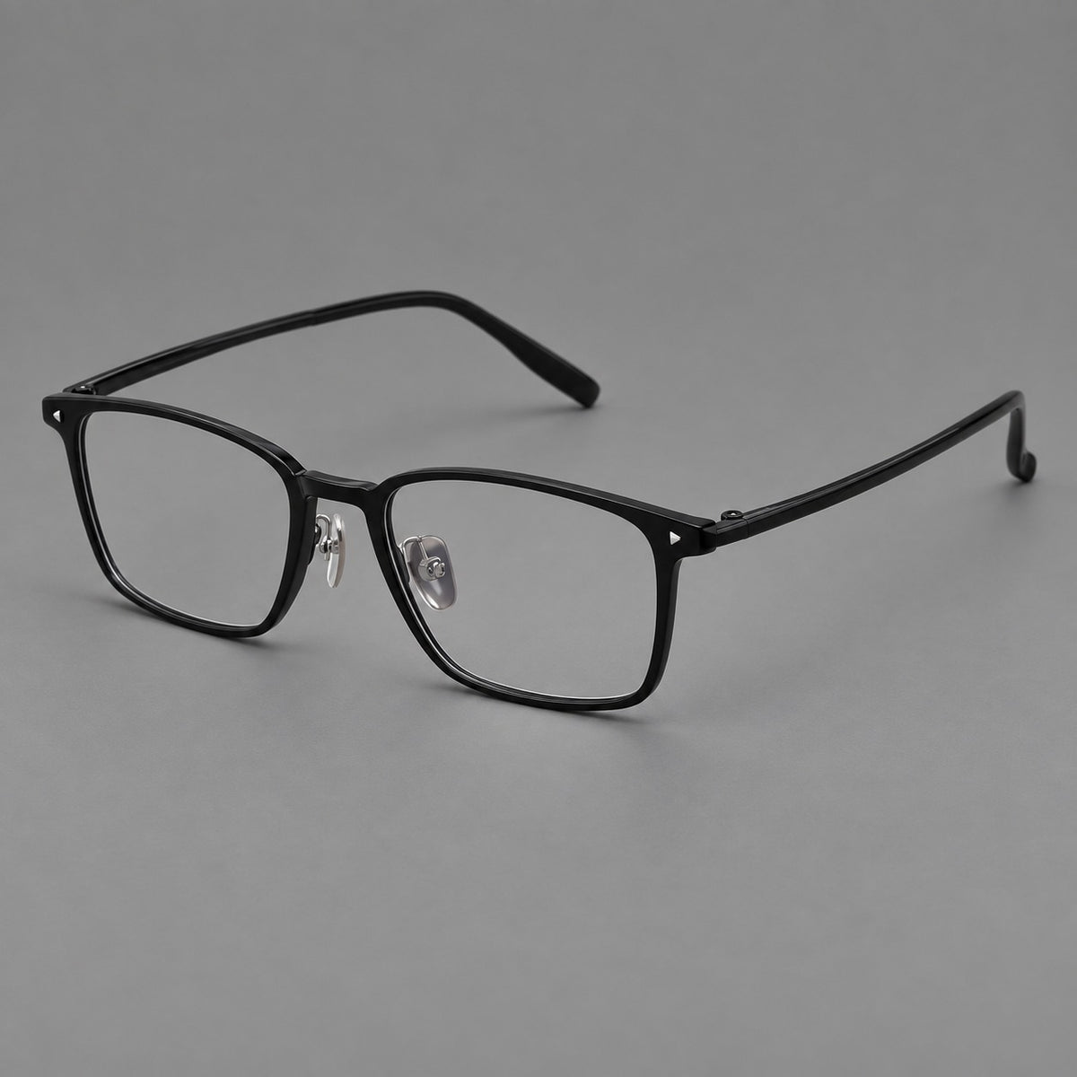 Clean rectangular plastic eyeglasses with flat lower rims and pointed corner details — Glossy Black — Main view [CINILY-JD2026-2217-C6]