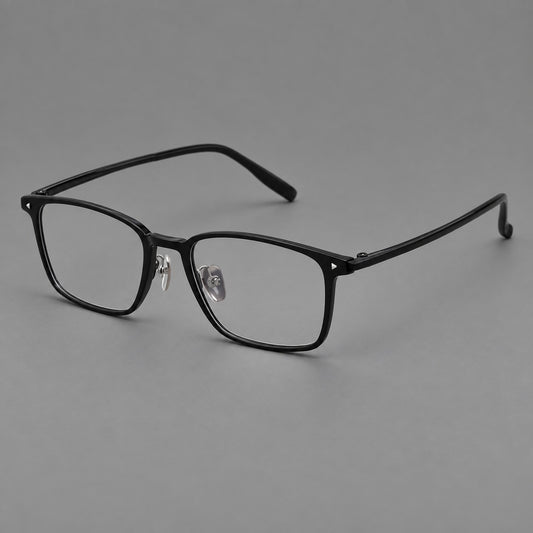 Clean rectangular plastic eyeglasses with flat lower rims and pointed corner details — Glossy Black — Main view [CINILY-JD2026-2217-C6]