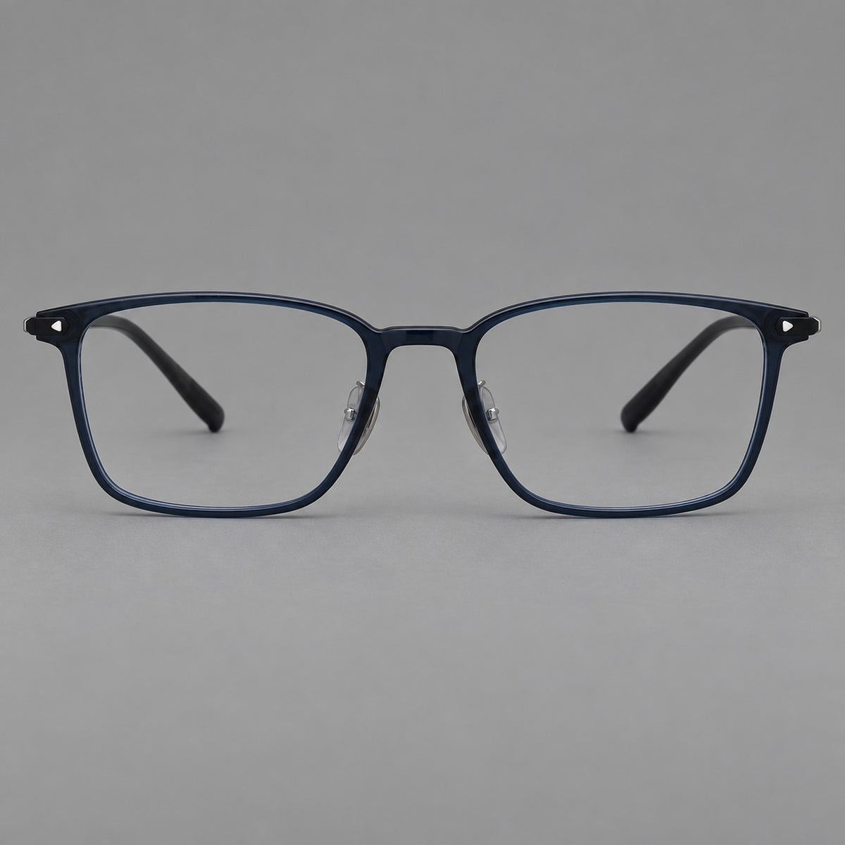 Clean rectangular plastic eyeglasses with flat lower rims and pointed corner details — Blue — Front view [CINILY-JD2026-2217-C8]