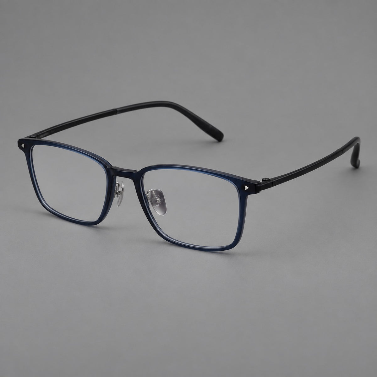 Clean rectangular plastic eyeglasses with flat lower rims and pointed corner details — Blue — Main view [CINILY-JD2026-2217-C8]