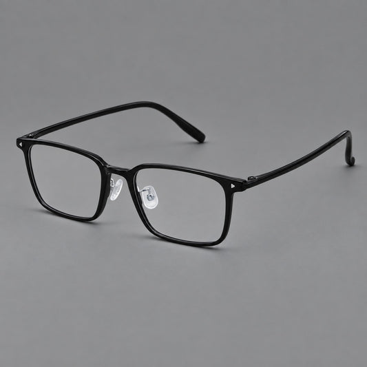 Everyday rectangular plastic eyeglasses with rounded edges and a narrow bridge — Glossy Black — Main view [CINILY-JD2026-2219-C6]