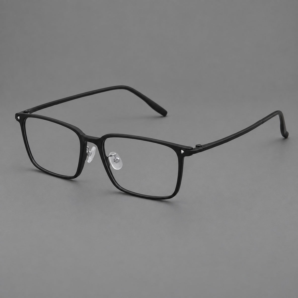 Wide rectangular plastic eyeglasses with an angular browline and slender rims — Matte Black — Main view [CINILY-JD2026-2220-C6A]