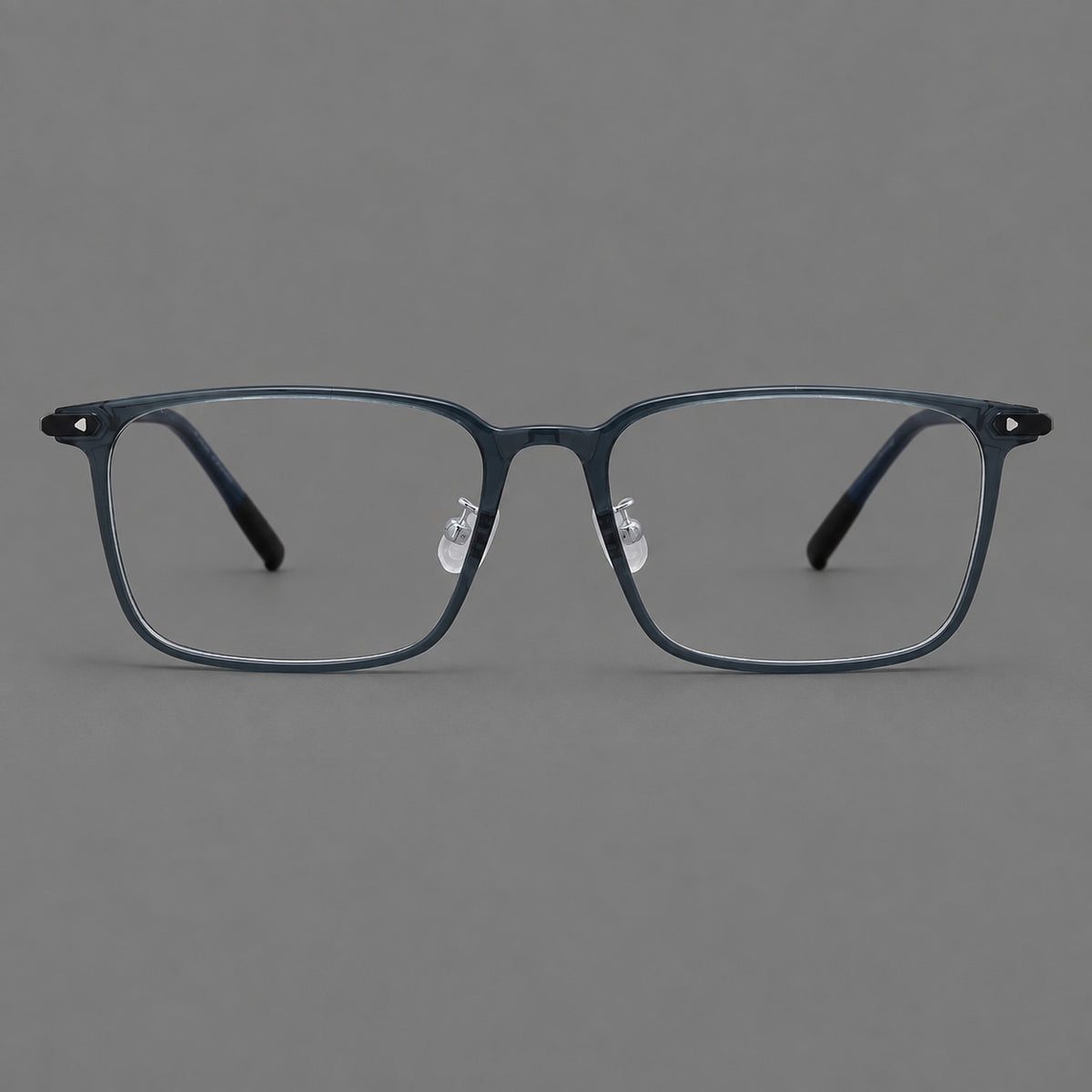Wide rectangular plastic eyeglasses with an angular browline and slender rims — Blue — Front view [CINILY-JD2026-2220-C8]