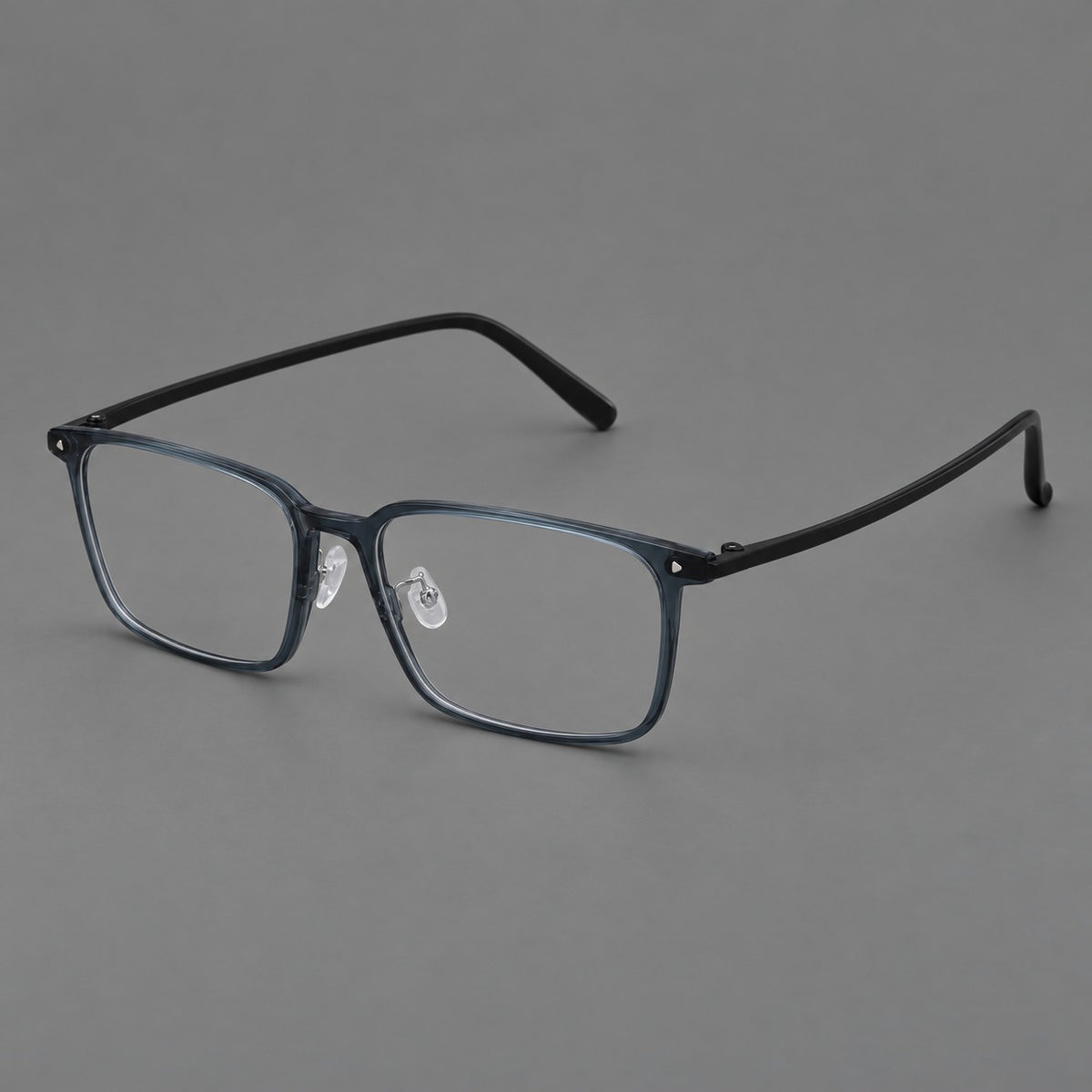 Wide rectangular plastic eyeglasses with an angular browline and slender rims — Blue — Main view [CINILY-JD2026-2220-C8]