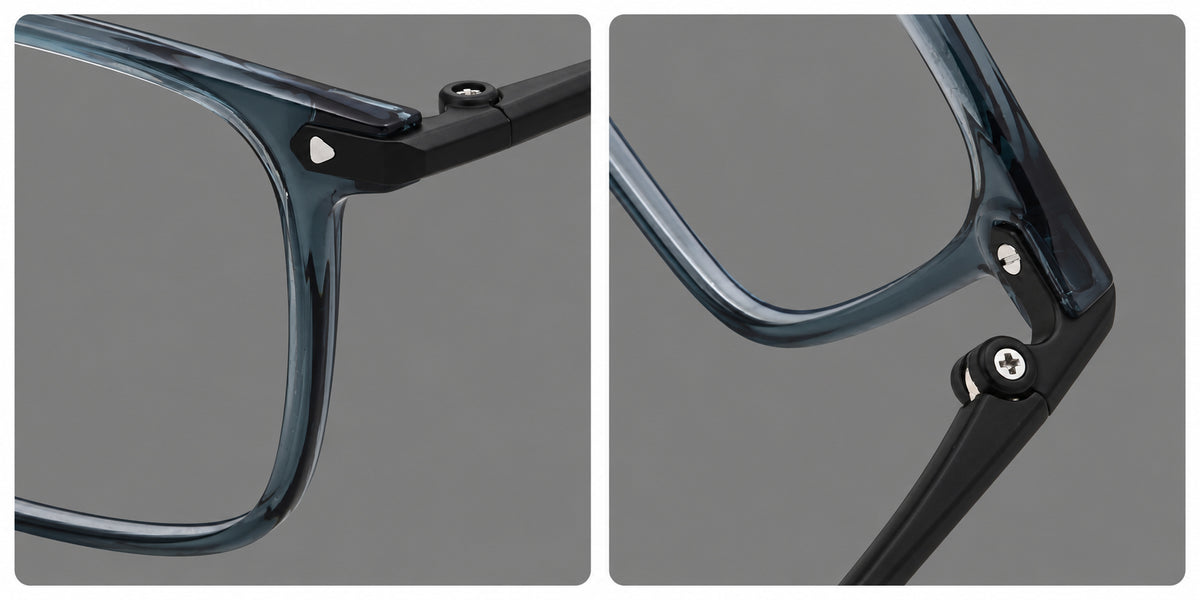 Wide rectangular plastic eyeglasses with an angular browline and slender rims — 2220 — Frame details [JD2026-2220]