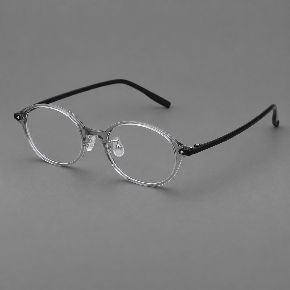 Retro round plastic eyeglasses with softly lifted corners and a sculpted bridge — Grey — Main view [CINILY-JD2026-2221-C1]