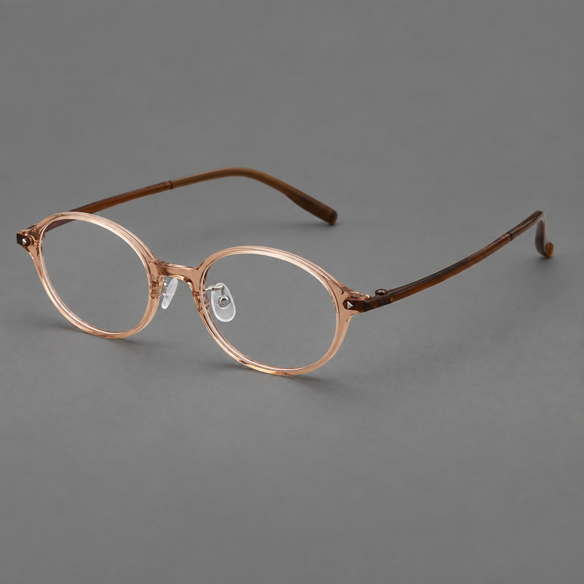 Retro round plastic eyeglasses with softly lifted corners and a sculpted bridge — Tea — Main view [CINILY-JD2026-2221-C14]
