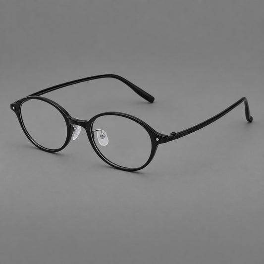 Retro round plastic eyeglasses with softly lifted corners and a sculpted bridge — Glossy Black — Main view [CINILY-JD2026-2221-C6]