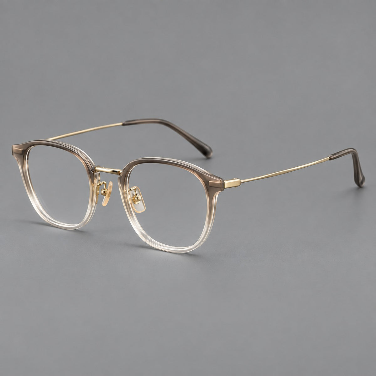 Retro soft square eyeglasses in acetate and titanium with a curved bridge and slender temples — Tea Gradient / Light Gold — Main view [CINILY-JD2026-61001-C5]