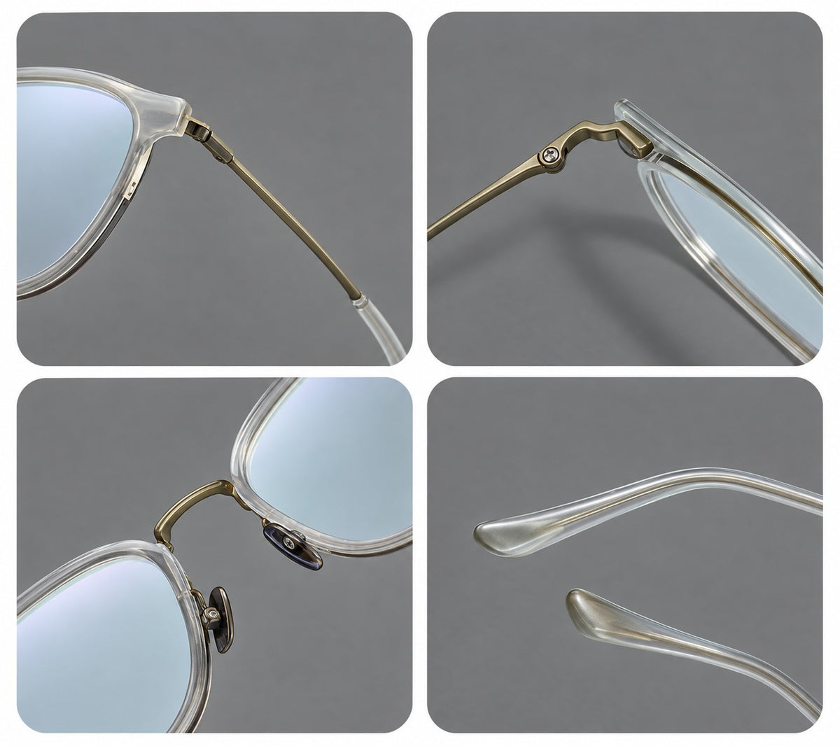 Retro soft square eyeglasses in acetate and titanium with a curved bridge and slender temples — 61001 — Frame details [JD2026-61001]
