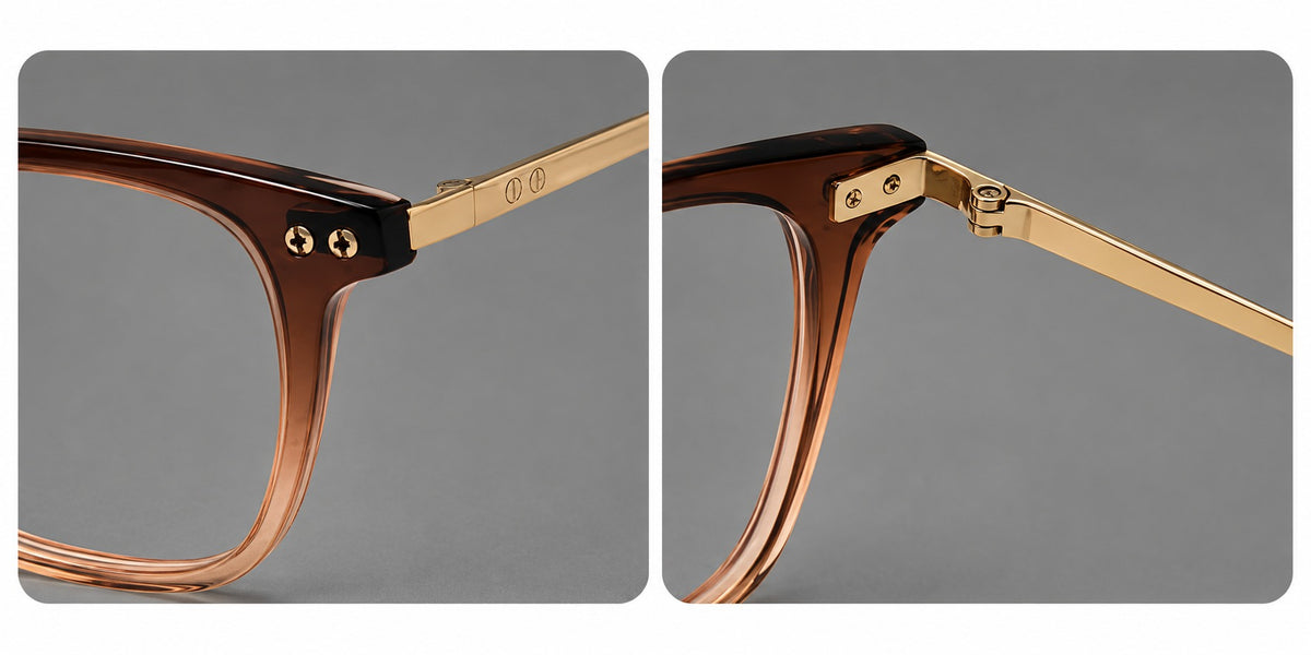 Acetate and titanium eyeglasses with soft square rims and an arched metal bridge — 8018 — Frame details [JD2026-8018]