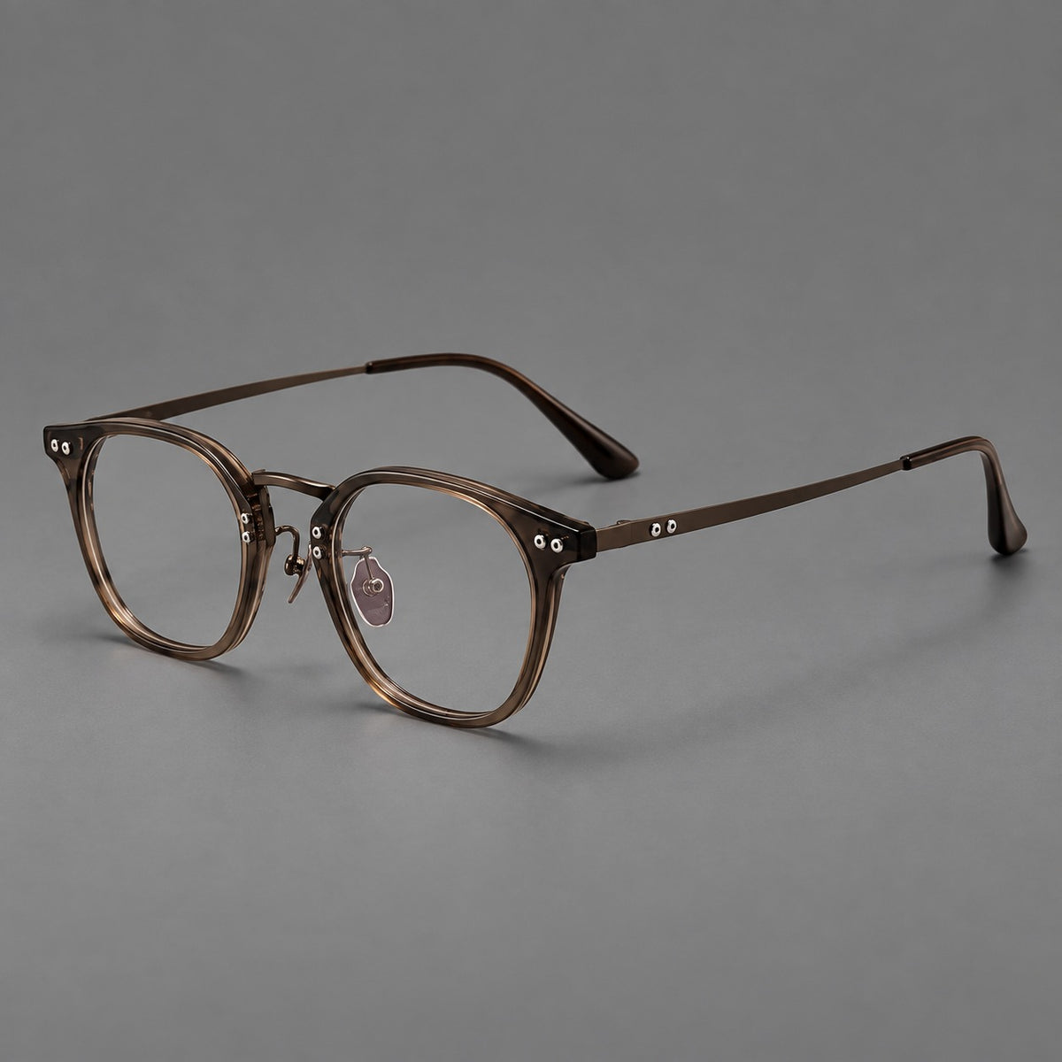 Retro acetate and titanium eyeglasses with softly rounded rims and a metal bridge — Coffee Brown — Main view [CINILY-JD2026-8020-C5]