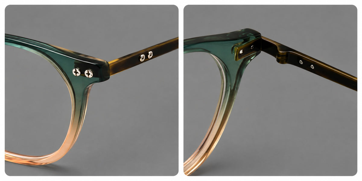 Retro acetate and titanium eyeglasses with softly rounded rims and a metal bridge — 8020 — Frame details [JD2026-8020]