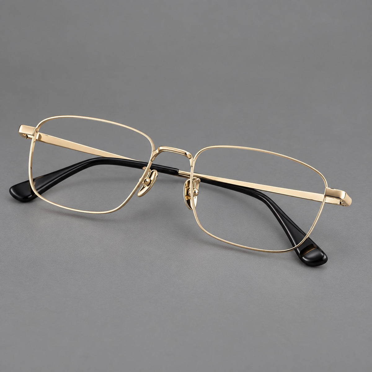 Modern square titanium glasses with an angular bridge and broad straight temples — Gold — Main view [CINILY-JD2026-88005-C3]