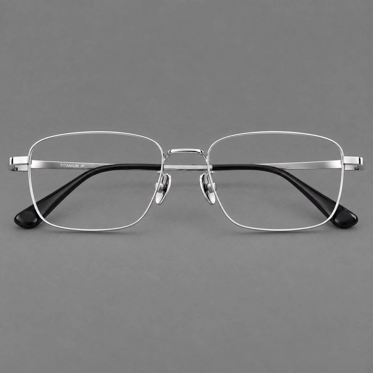Modern square titanium glasses with an angular bridge and broad straight temples — Silver — Front view [CINILY-JD2026-88005-C4]